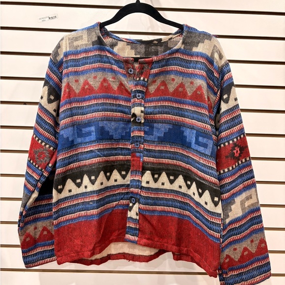 Colorful Geometric Pattern Cardigan - Picture 3 of 13